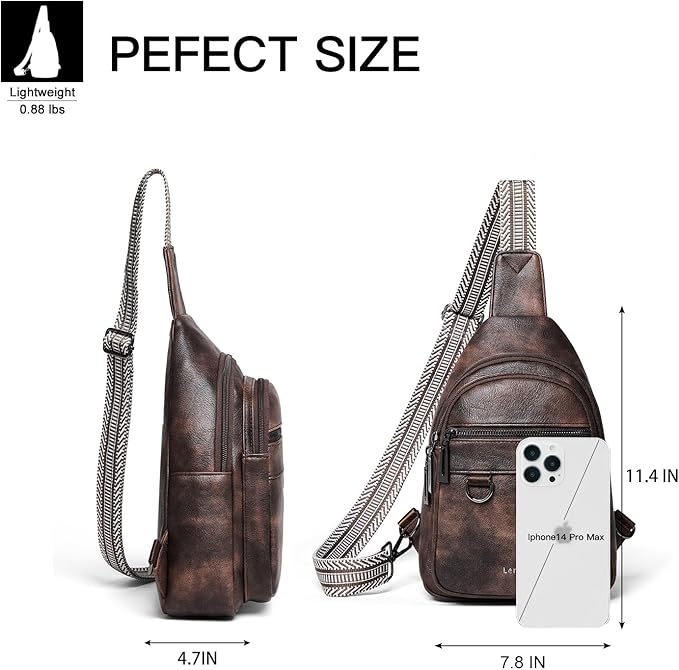 Leresas 7L Sling Bag for Women Men Vegan Leather Crossbody Bags Fanny Pack Purse Backpack Over Shoulder Bag Travel Anti Theft