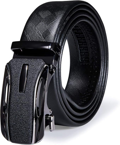 Dubulle Designer Mens Belts, Sliding Automatic Buckle Ratchet Dress Belt TOP Genuine Leather Strap Gifts