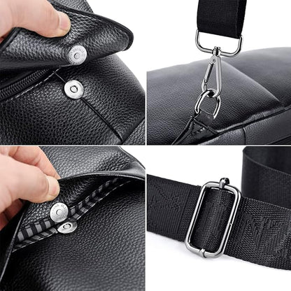 Hebetag Leather Sling Bag Crossbody Backpack for Men Women Travel Outdoor Camping