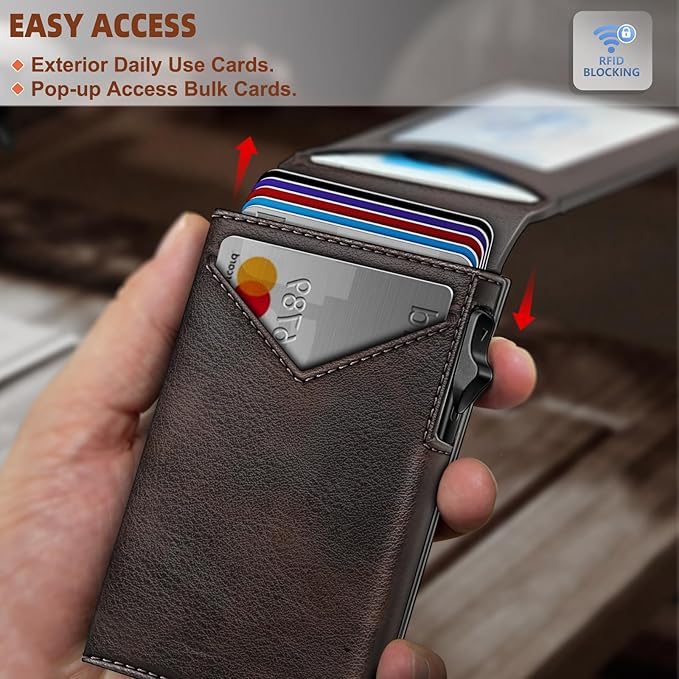BULLIANT Men Wallet Gift Boxed,Slim Front Pocket Wallet Money Clip Card Holder 3.8"x2.7",Pop-up Access