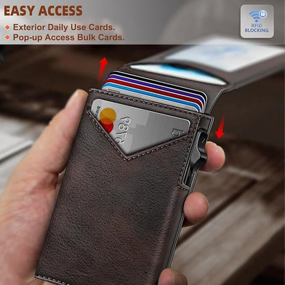 BULLIANT Men Wallet Gift Boxed,Slim Front Pocket Wallet Money Clip Card Holder 3.8"x2.7",Pop-up Access