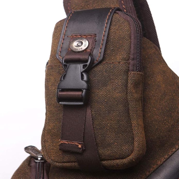 Hebetag Leather Sling Bag Crossbody Backpack for Men Women Travel Outdoor Camping