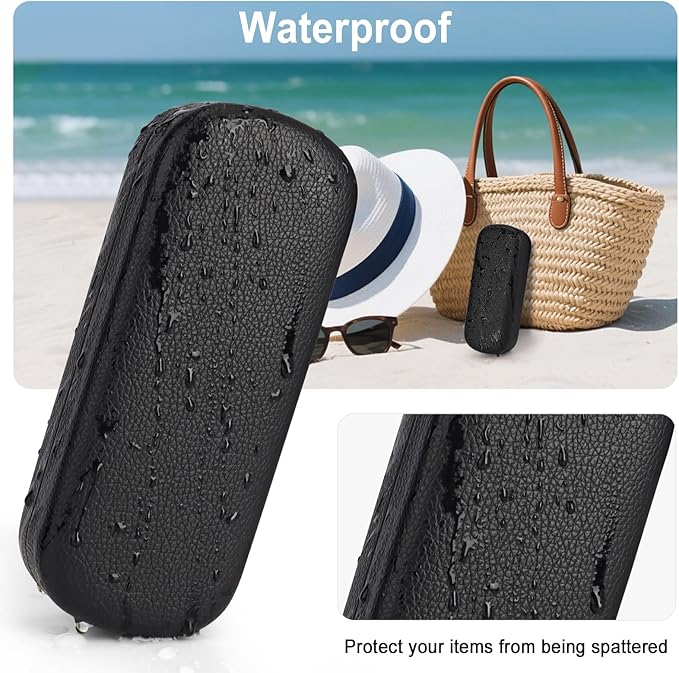 RayLove Glasses Case Hard Shell Eyeglass Case with Cleaning Cloth, PU Leather Protective Eye Glass Cases Fits Most Sunglasses