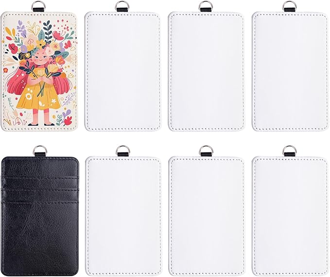 8 Pack 3 Slot Sublimation Work Card Holder Leather ID Badge Holder Blanks for Coach Office Employees