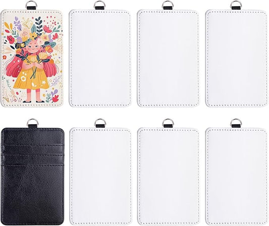 8 Pack 3 Slot Sublimation Work Card Holder Leather ID Badge Holder Blanks for Coach Office Employees