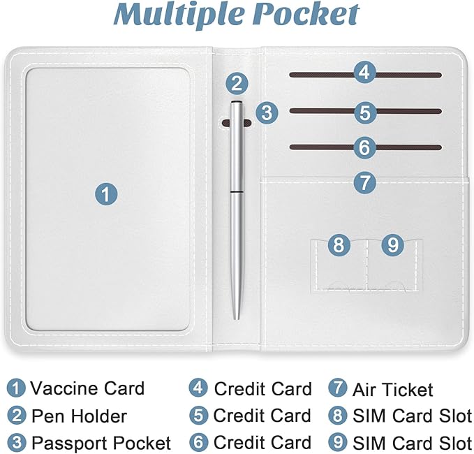 Passport Holder for Travel Essentials, Passport Wallet Cover Case for Travel Must Haves Accessories, Passport Book Holders for Women and Men, White Leaves