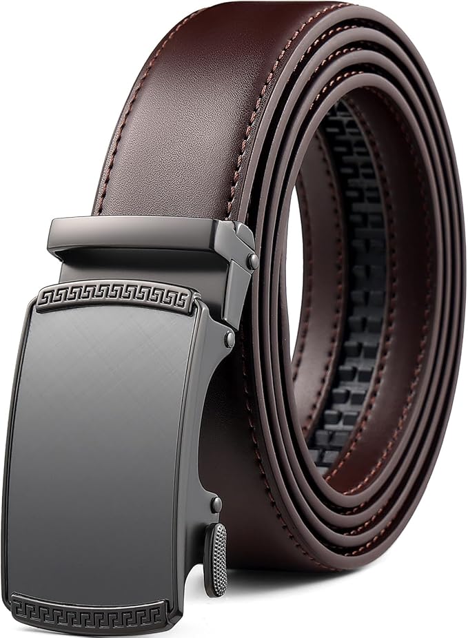 Founders & C Ratchet Belts for Men-Black/Brown Belt Leather 1 3/8" for Casual Dress-Micro Adjustable Belt