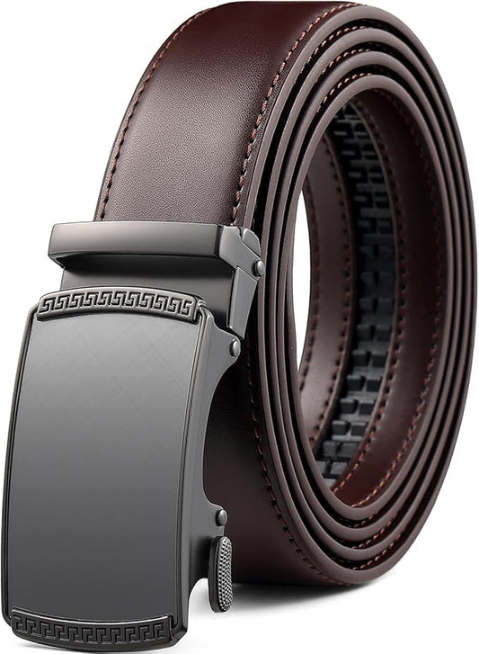 Founders & C Ratchet Belts for Men-Black/Brown Belt Leather 1 3/8" for Casual Dress-Micro Adjustable Belt