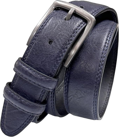Men's Vegan Faux Leather Belt Classic Work Business Dress Belt 1-3/8"(35mm) wide