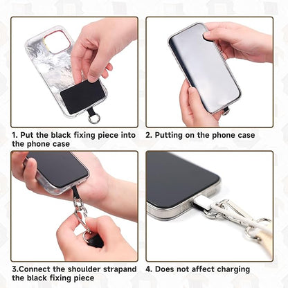 FUVLIFE Phone Lanyard Crossbody Wrist Strap, Adjustable Clip and Go Strap for Phone with Wallet Crossbody, Universal Hands-Free Phone Strap with Zippered Pouch for All Cell Phones