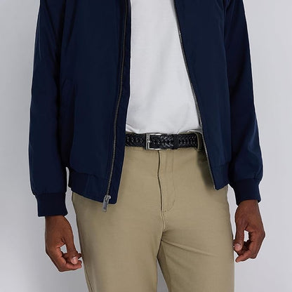 DOCKERS Men's Braided Leather Belt, Fully Adjustable Casual Strap for Everyday Wear