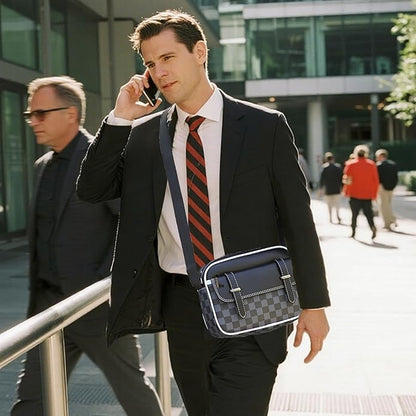 Crossbody Bag for Mens, Pu leather Cross Body Purse, Multi Pocket Shoulder Bag Messenger Bag for Travel Work Daily