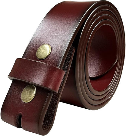 Men's Replacement Belt Strap 100% Genuine Leather Plain Casual Belt Strap with Snaps 1-1/2"(38mm) Wide