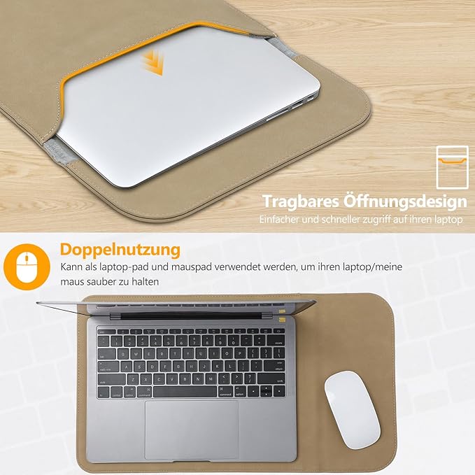 HYZUO 13 Inch Laptop Sleeve PC Case for MacBook Pro 13 M2 M1 2026-2016, 13" MacBook Neo 2026 A3404, MacBook Air 13 M5 A3449 M4 M3 M2 M1 2026-2018, 13" iPad Pro/Air, Surface Pro, XPS 13, Khaki