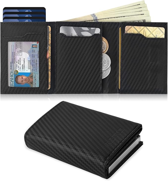 Wallet for Men,Trifold Wallets for Men Holds 12 Cards,20 Bills,ID Window | Ridge wallets for men,Minimalist Pop Up Wallet for Men-RFID Blocking Mens Trifold Wallet(Men's Gifts)