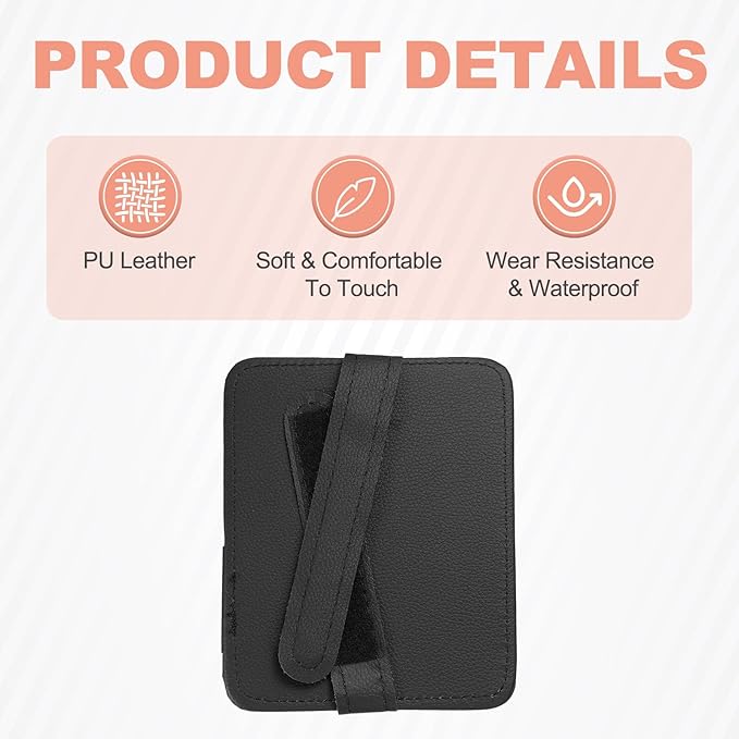 HARFINGTON Car Sun Visor Organizer 6.02" x 4.76" Leather Multi-Pocket Visor Card Sleeve Pocket Car Truck SUV Interior Storage Pouch for Driving License Credit Cards Bills Sunglasses, Black