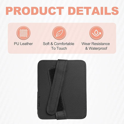 HARFINGTON Car Sun Visor Organizer 6.02" x 4.76" Leather Multi-Pocket Visor Card Sleeve Pocket Car Truck SUV Interior Storage Pouch for Driving License Credit Cards Bills Sunglasses, Black