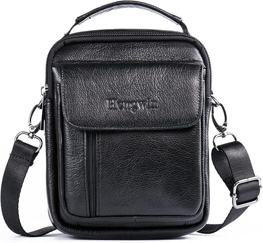 hengwin Genuine Leather Phone Pouch for Belt, Cell Phone Holster with Belt Loop, Crossbody Purse Shoulder Bag Fanny Pack