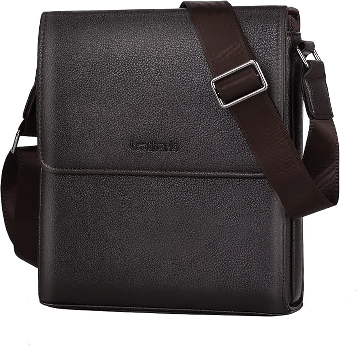 Leathario Men's Crossbody Bag,Vegan Leather Shoulder Messenger Purse Sling Satchel For Work Business Travel