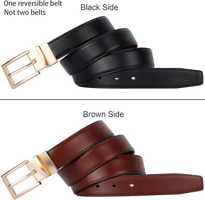 Lavemi Mens Belt Reversible 100% Italian Leather Dress Casual,One Reverse for 2 Colors,Trim to Fit