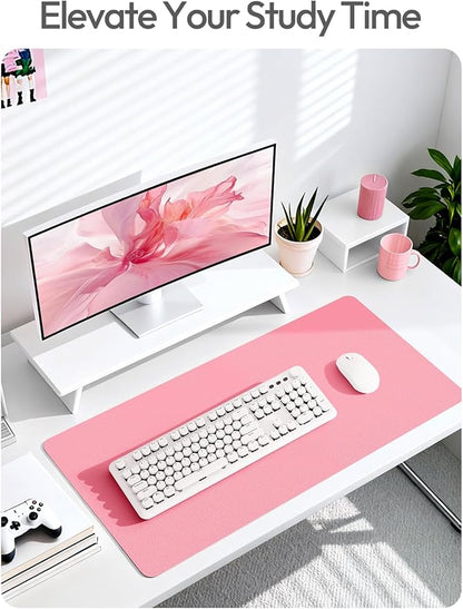 YSAGi Leather Desk Pad Protector, Large Mouse Pad, Non-Slip PU Leather Desk Blotter, Laptop Desk Pad/Mat, Waterproof Writing Pad for Office and Home (23.6" x 13.8", Pink)