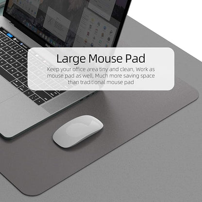 YSAGi Desk Mat, Dual-Sided Desk Pad, 31.5" x 15.7" Laptop Leather Desk Pad Protector, Large Leather Desk Blotter for Keyboard and Mouse, Waterproof Desk Writing Pad (Dark Grey, 31.5" x 15.7")