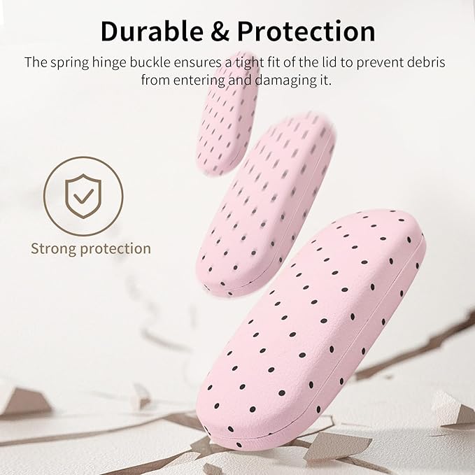Glasses Case Hard, Cute Sunglasses Case for Women Leather Protective Case for Eyeglass with Cleaning Cloth
