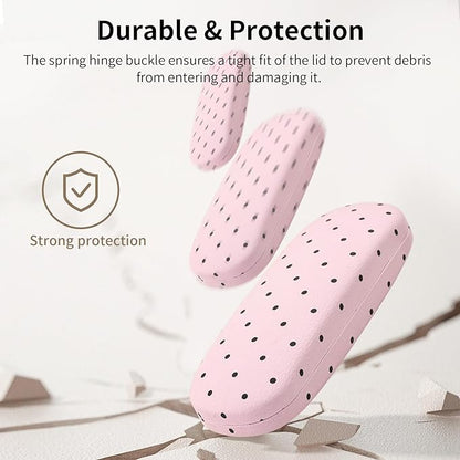 Glasses Case Hard, Cute Sunglasses Case for Women Leather Protective Case for Eyeglass with Cleaning Cloth