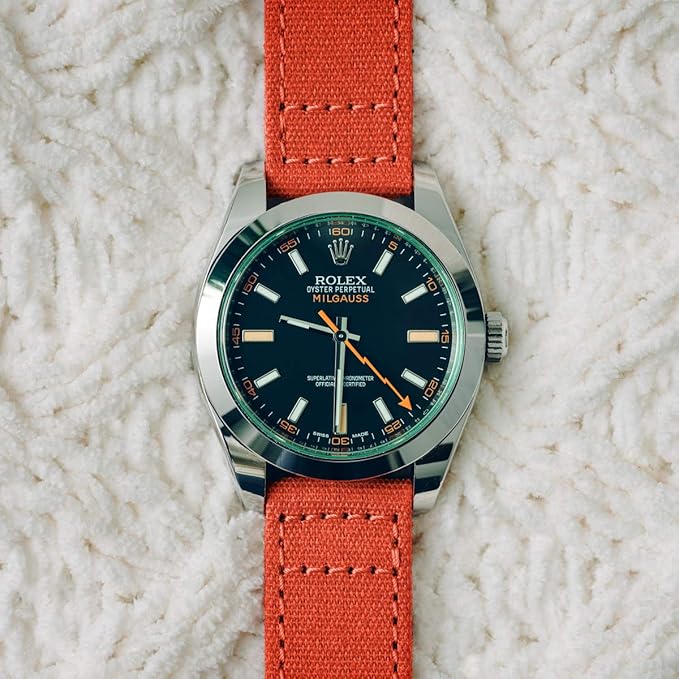 Archer Watch Straps - Canvas Quick Release Watch Bands (Tangelo Orange, 18mm)