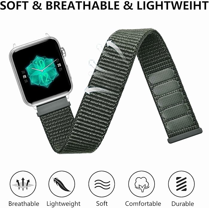 ANNEFIT Nylon Sport Loop Watch Bands, 2 Packs Quick Release Adjustable Strap 16mm 18mm 19mm 20mm 21mm 22mm 24mm
