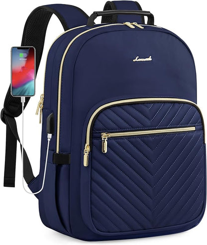 LOVEVOOK Laptop Backpack for Women, 17 Inch Large Capacity Travel Computer Work Bags, Business Nurse Backpack Purse for Womens, Backpacks, Navy