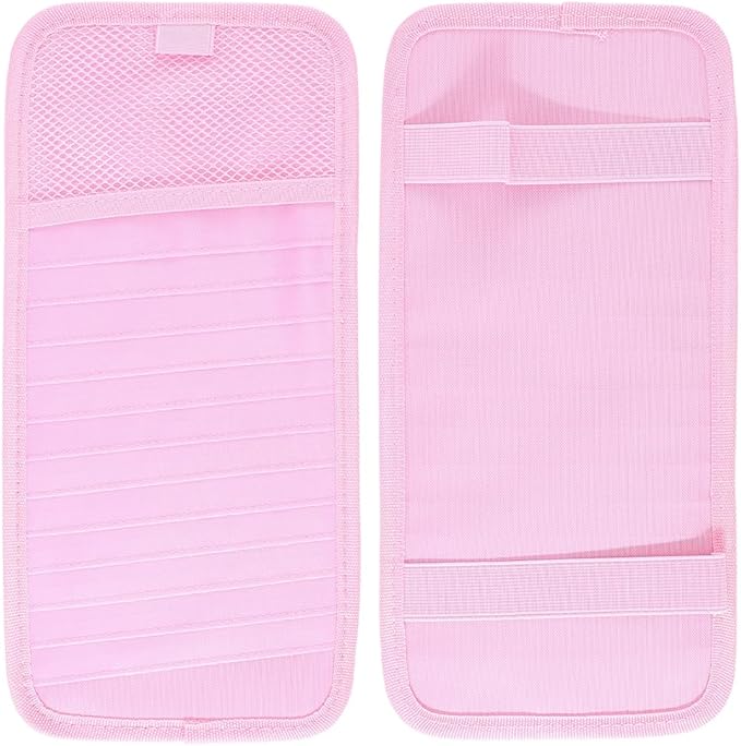 CREATCABIN Pink Car CD Case Holder DVD Vehicle Visor Storage Organizer with 12 DVD Storage Sleeves 1 Mesh Pocket 1 Pen Holder and Elastic Strap Multi-Function Sun Visor Organizer for Cars 12.6x6Inch