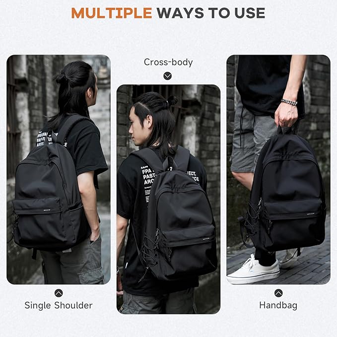 Black Backpack Lightweight Water-resistant Simple Casual Daypack Gym Backpack