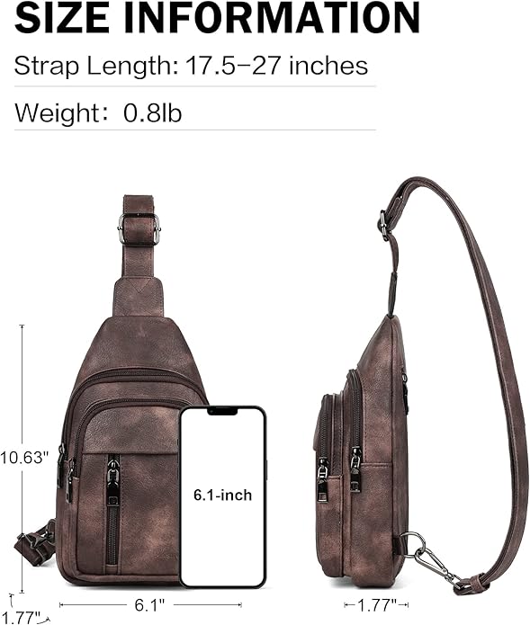 MASINTOR Sling Bag for Women - Crossbody Bags Fanny Pack with Vegan Leather - Adjustable Sling Backack for Travel