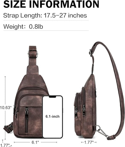 MASINTOR Sling Bag for Women - Crossbody Bags Fanny Pack with Vegan Leather - Adjustable Sling Backack for Travel