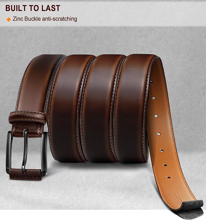 KEMISANT Men Belt-Genuine Leather Belt for Men Dress Casual Golf Jeans 1 3/8"