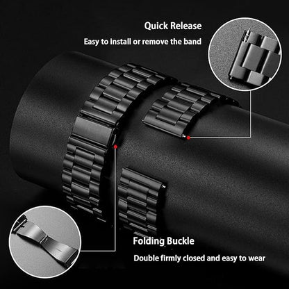 Quick Release Stainless Steel Watch Band Matte Brushed Metal Watchband 14mm 16mm 18mm 20mm 22mm 24mm Universal Solid Stainless Steel Metal Smartwatch Bracelet Replacement Band for Men Women
