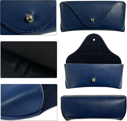 LogHog Portable Leather Glasses Case,Flexible Sunglasses Pouch Slim Case for Women Men Horizontal Eyeglass Case