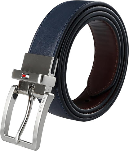 Tommy Hilfiger Men's Reversible Leather Belt, 2‑in‑1 Design for Dress Or Casual Wear