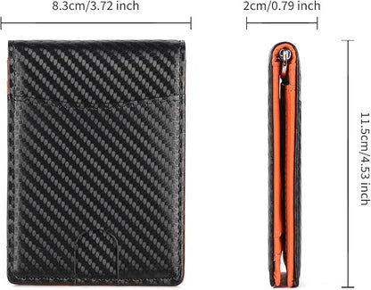 Wallet for Men Leather Slim Bifold Card Holder RFID Blocking Minimalist Front Pockets Wallet with Money Clip