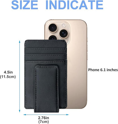 Front Pocket Wallets for Men with Magnet Money Clip RFID Blocking Leather Minimalist Slim Wallet Credit Card Holder (Small Black)