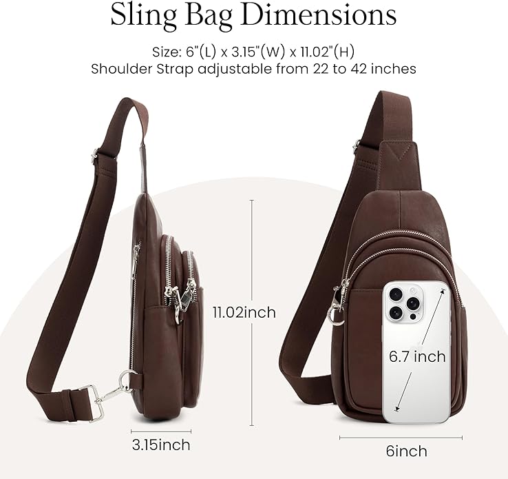 befen Genuine Leather Small Sling Bag for Women Anti-Theft Crossbody Chest Bags Fanny Packs for Travel with RFID Card Slots