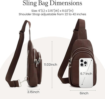 befen Genuine Leather Small Sling Bag for Women Anti-Theft Crossbody Chest Bags Fanny Packs for Travel with RFID Card Slots