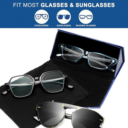 Flutesan 4 Pack Foldable Glasses Sunglasses Case PU Hard Shell Collapsible Eyeglasses Leather Case 4 Cleaning Cloths