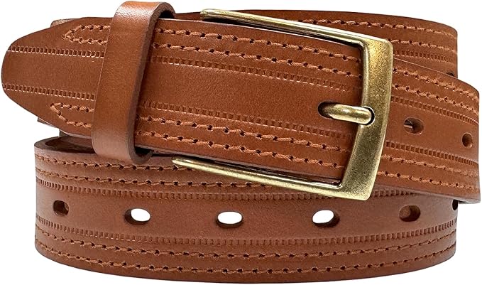 Men's Oil-Tanned Genuine Leather Dress Classic Belt 1-1/8"(30mm) or 1-3/8"(35mm) Wide One Piece Dress Belt