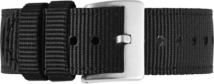 BISONSTRAP Men’s Nylon Watch Bands, Two-Piece Military Watch Straps, Quick Release, Brushed Buckle, Band Width 18mm 19mm 20mm 22mm
