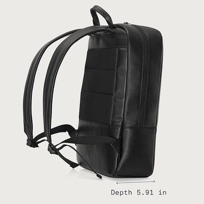 Nordweg Nomad Leather Laptop Backpack NW089A – Lightweight Daypack for Work & Travel – Fits Laptops up to 15.6” (Black)