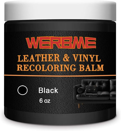Leather Recoloring Balm & Color Restorer - Multipurpose Dye & Paint for Faded Leather Couches, Car Seats, Shoes | Fix Scratches on Clothing, Furniture & Accessories(Black)