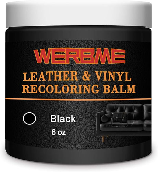 Leather Recoloring Balm & Color Restorer - Multipurpose Dye & Paint for Faded Leather Couches, Car Seats, Shoes | Fix Scratches on Clothing, Furniture & Accessories(Black)