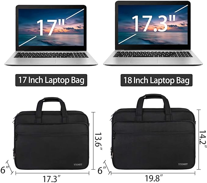 Ytonet Laptop Briefcases for Men, 17 Inch Expandable Briefcase Computer Bags for Laptop for Men, Water Resistant Multi Compartments Men's Work Bag with Luggage Strap for Bussiness Travel, Black
